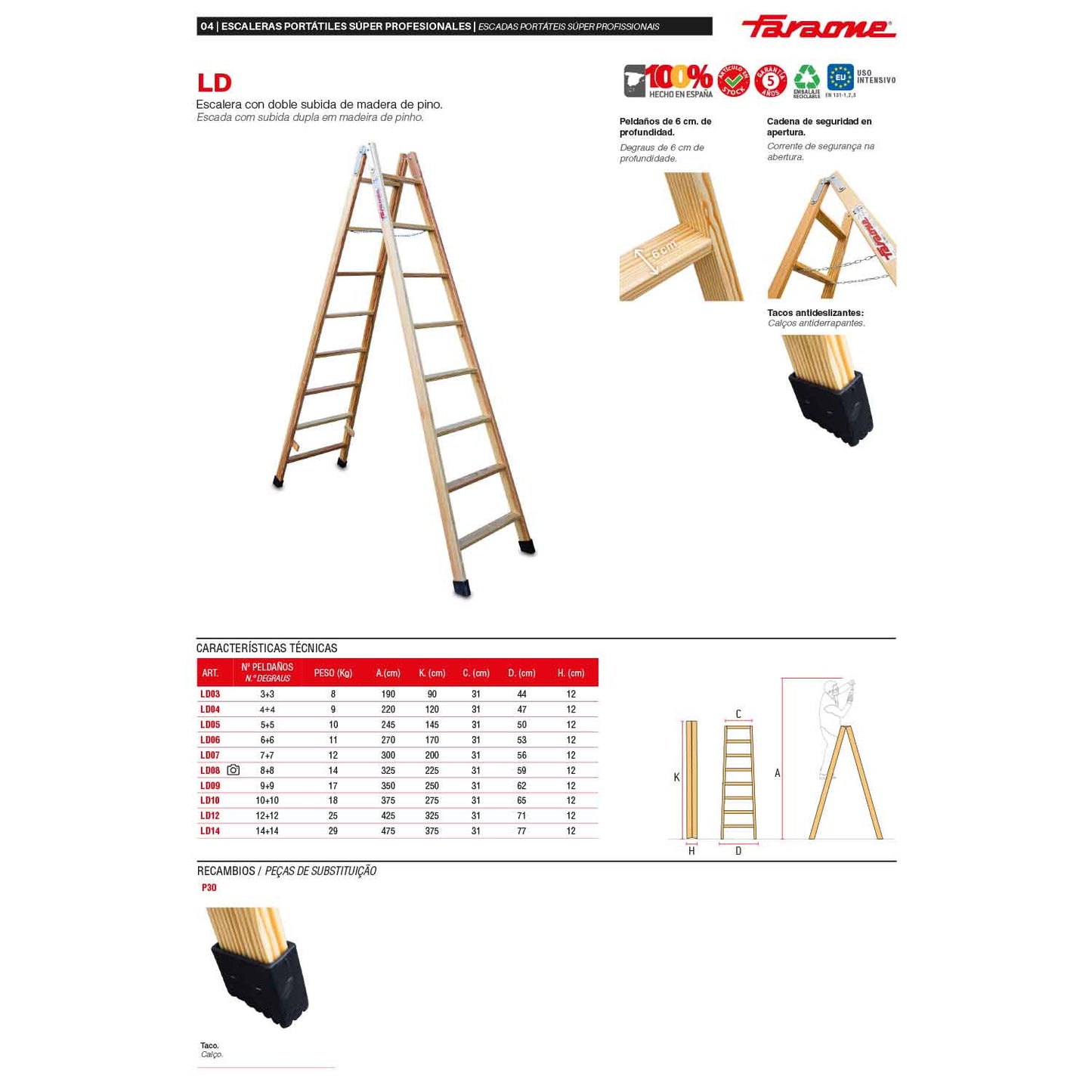 LD | Escalera doble subida de madera