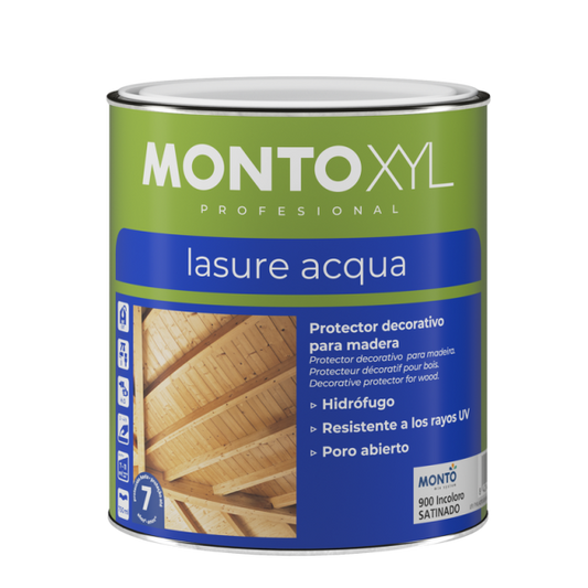 Lasur Protector para Madera Montoxyl Acqua MONTO | Mate y Satinado, Resistente a la Humedad, los Rayos UV y el Desgaste