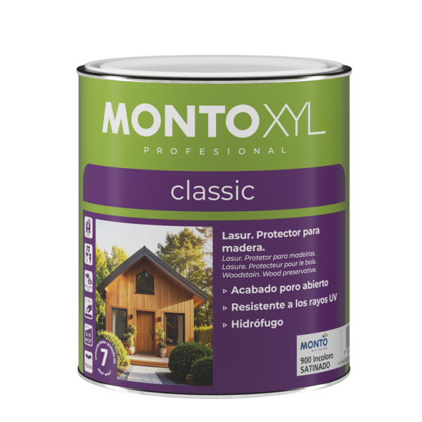 Lasur Protector para Madera Montoxyl Classic MONTO | Mate y Satinado, Resistente a la Humedad, los Rayos UV y el Desgaste · 7 Colores