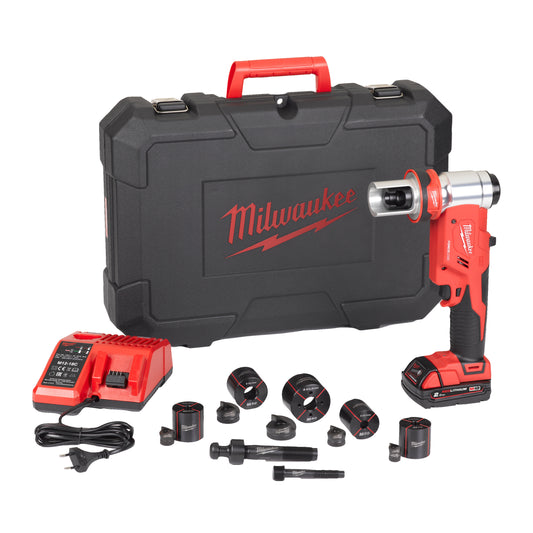 Milwaukee Sacabocados hidráulico M18™ FORCE LOGIC™, fuerza de punzonado 60kN M18HKP-201CA