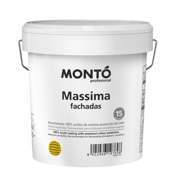 Pintura Plástica Massima Fachadas Blanco MONTO | Resistente a la Intemperie, la Lluvia y los Rayos UV