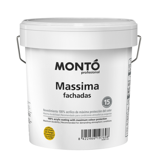 Pintura Plástica Massima Fachadas Blanco MONTO | Resistente a la Intemperie, la Lluvia y los Rayos UV
