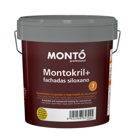 Revestimiento Siloxánico de Fachada Montokril + Siloxano Blanco MONTO | Resistente a la Intemperie, la Lluvia y los Rayos UV