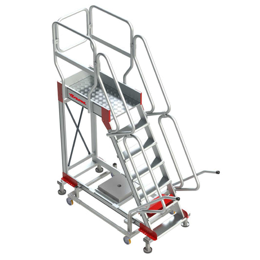 SY60 | Escalera de aluminio con plataforma y cuatro ruedas | Inclinación de 60º