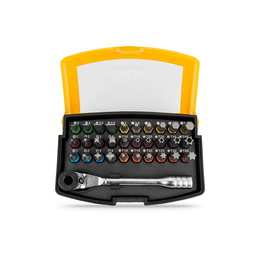 Juego de 30 puntas con mini llave carraca