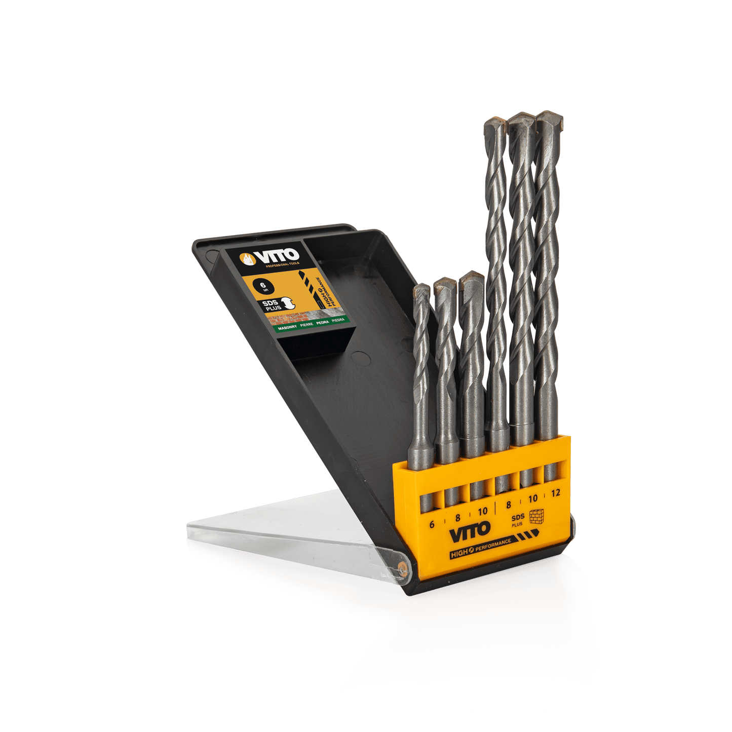 Juego de 6 brocas SDS-PLUS (6, 8, 10x110MM + 8, 10, 12x160M)