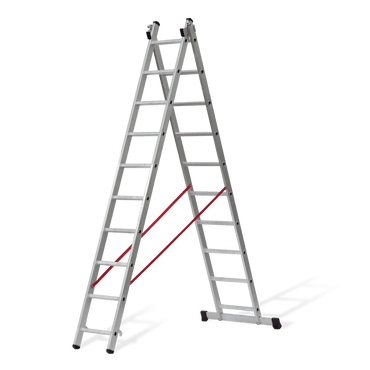 Escalera Doble Extensible con Peldaños Cuadrados 2 x 14 Peld. - 3,87 x 6,57 m VITO VIEDQ4
