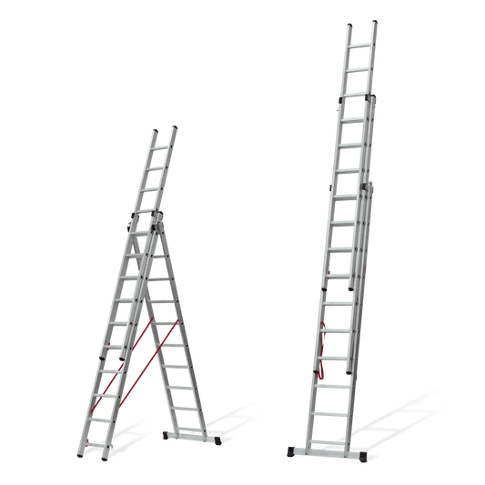 VITO Escalera Triple Extensible Con Peldaños Cuadrados 3X3,5 M