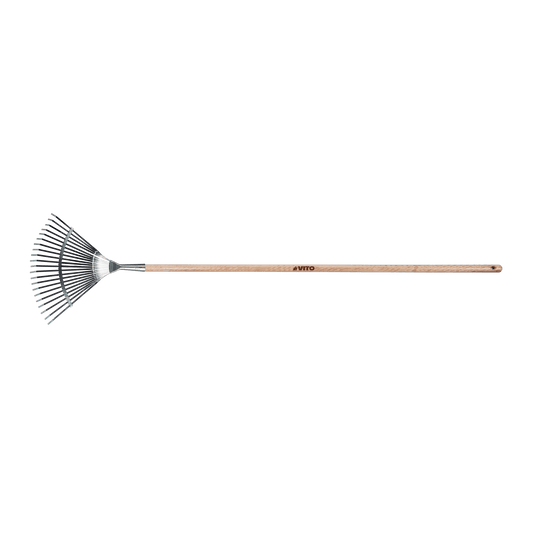 Escoba de Jardín Fija de Acero Galvanizado con Mango de Madera VITO VIVRZF21CM