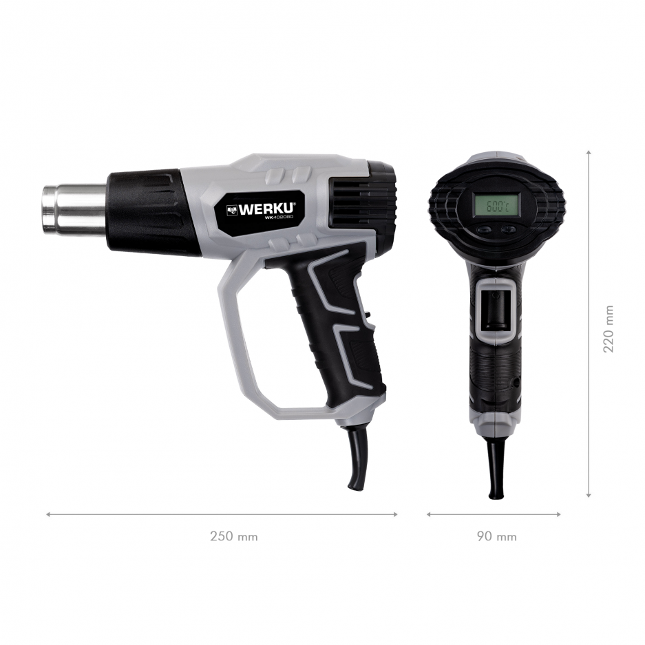 Pistola Aire Caliente Digital 2000W Werku WK402080