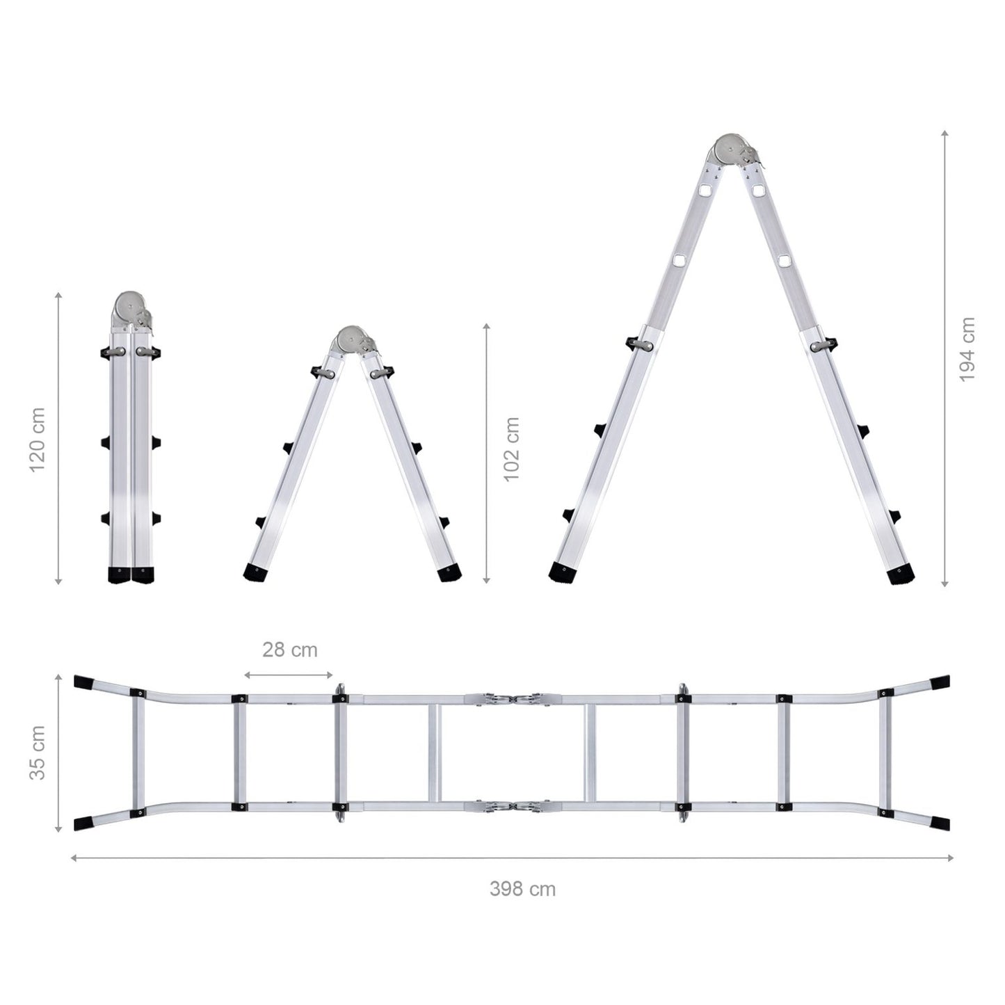 Escalera Telescópica Multiuso de Aluminio WK700110 / WK700120 150 kg