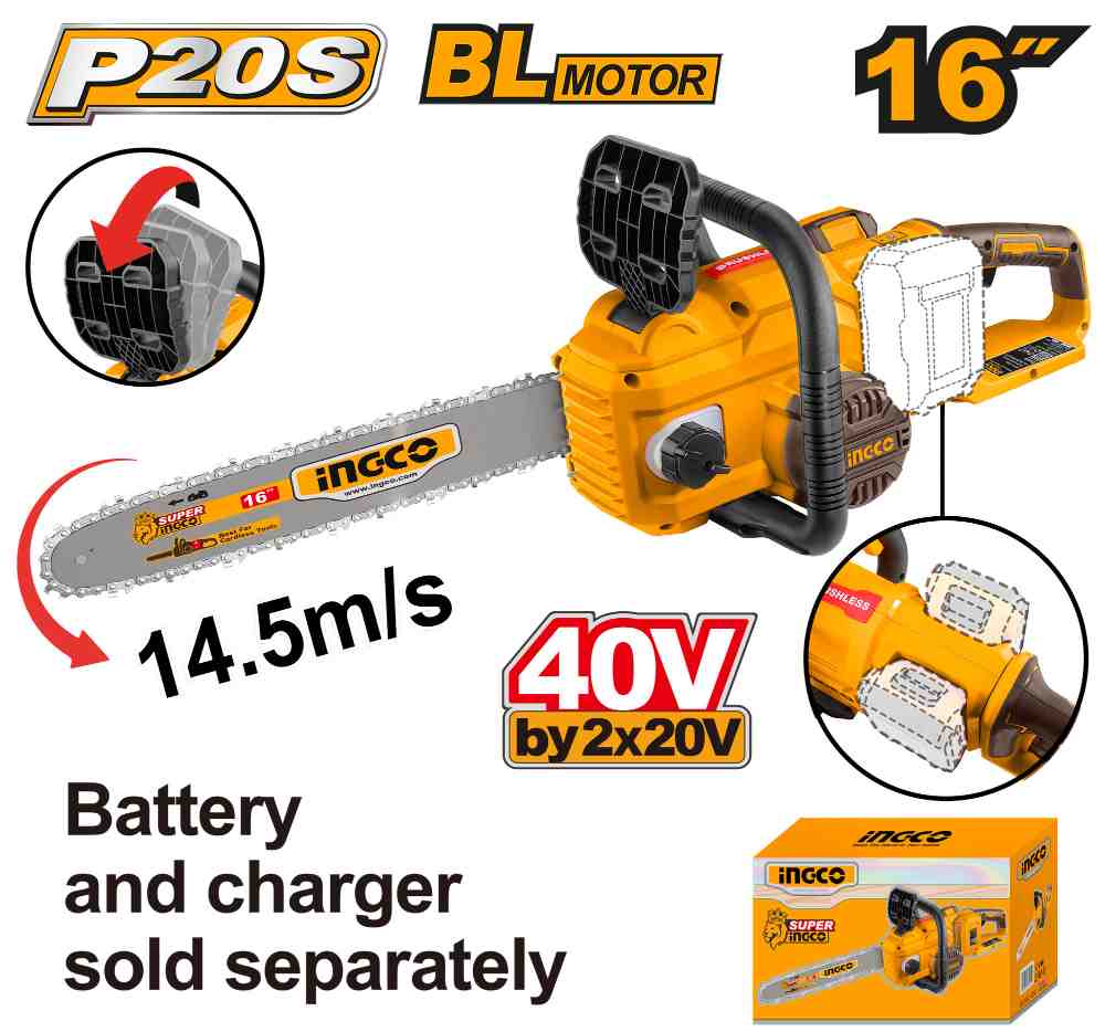 Motosierra 16" 40V *no Incluye Carg/bat INGCO