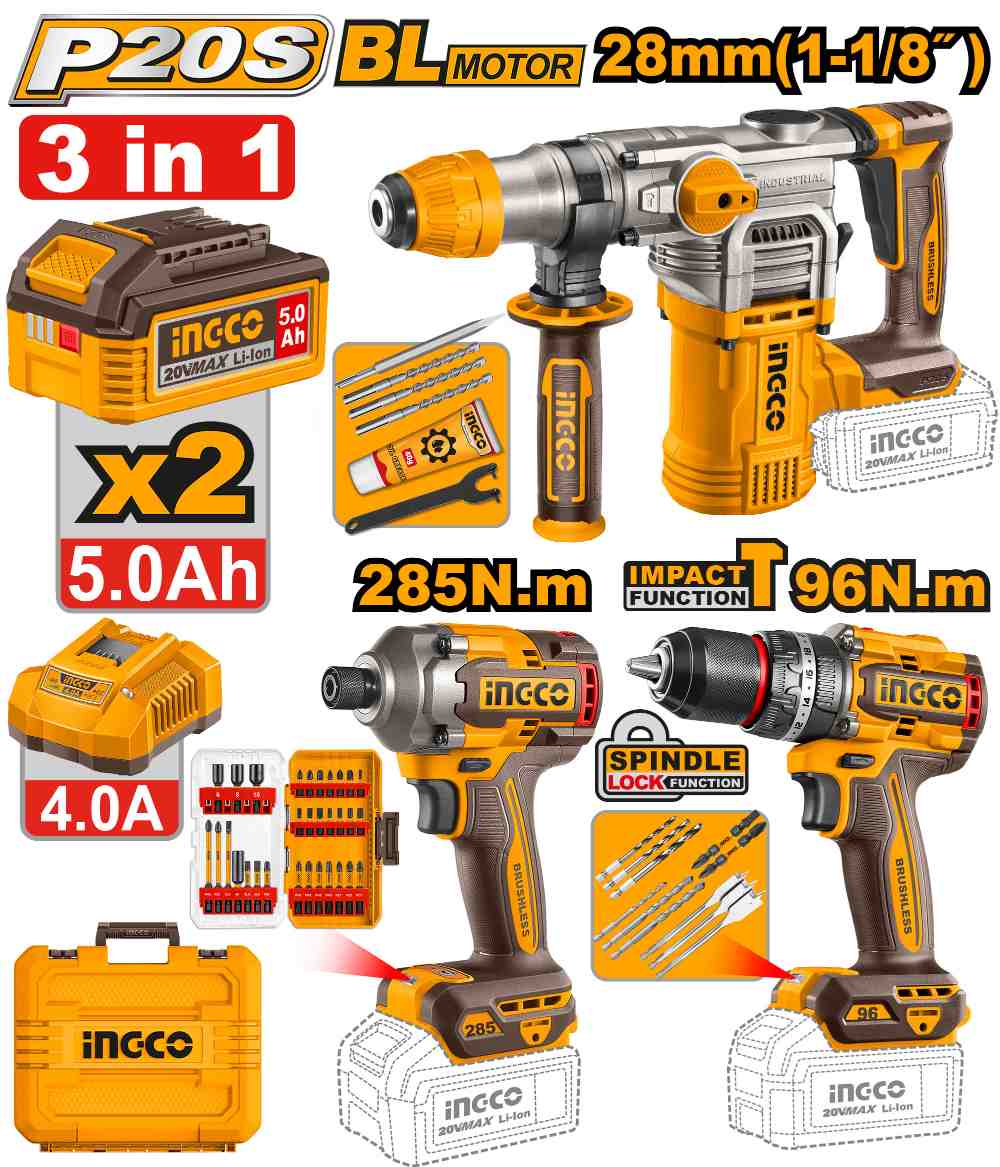 Kit 3 Maq. ATOR/66+ATOR Impacto+combinado INGCO