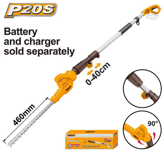 Cortasetos con Pertiga 20V (460mm) INGCO