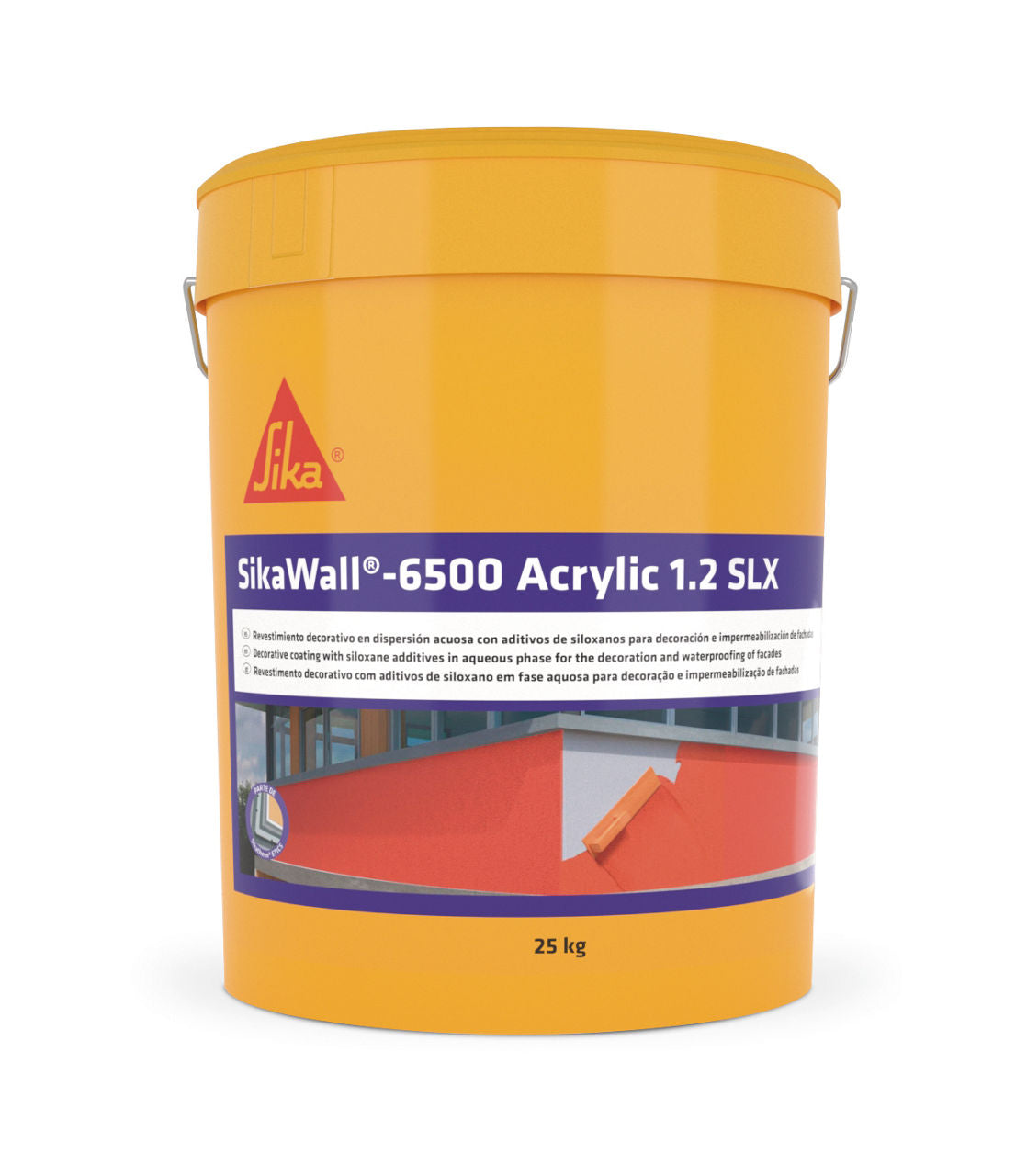 SikaWall-6500 Acrylic 1.2 SLX revestimiento acrílico siloxano para fachadas en bote de 25 kg