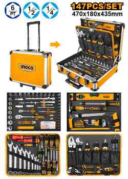 Maleta 147 Pcs Herramientas Combinadas (ruedas y Asa Transporte) INGCO