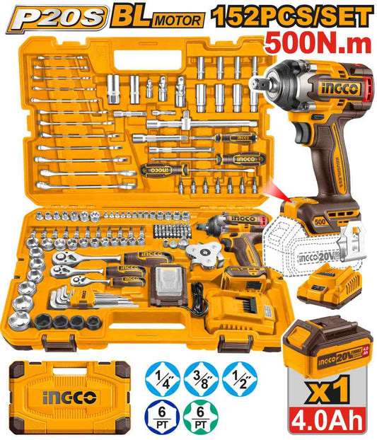 Maleta 152 Pcs Herramientas Combinadas + Llave Impacto INGCO