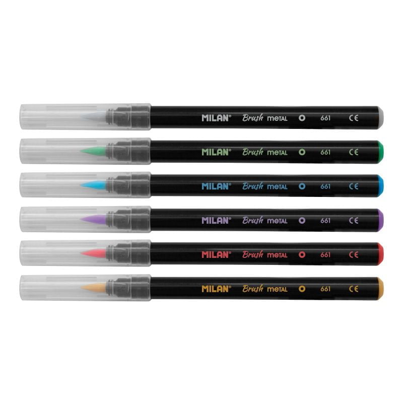 6 Metallic-Marker mit Pinselspitze von Milan
