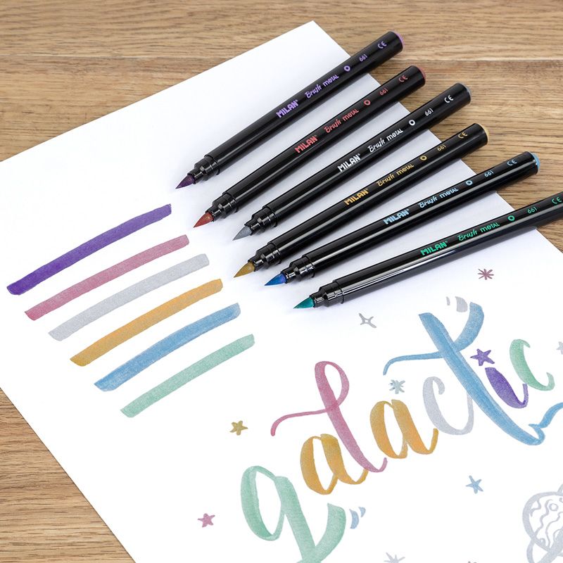 6 Metallic-Marker mit Pinselspitze von Milan