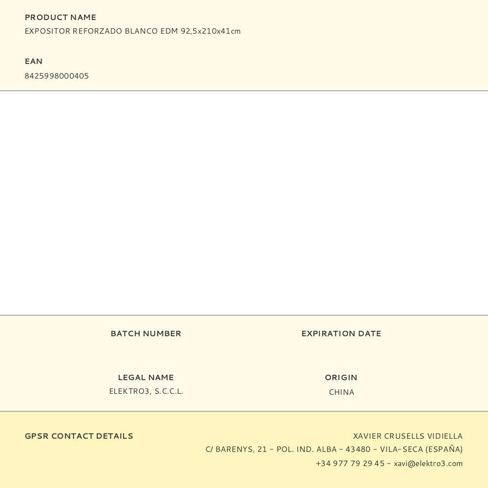 Expositor reforzado blanco edm 92,5x210x41cm