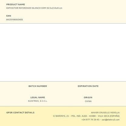 Expositor reforzado blanco edm 92,5x210x41cm