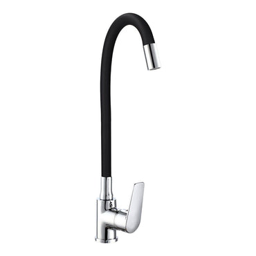 Grifo monomando de cocina caño alto flexible negro serie baiona