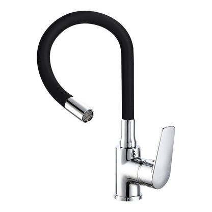 Grifo monomando de cocina caño alto flexible negro serie baiona