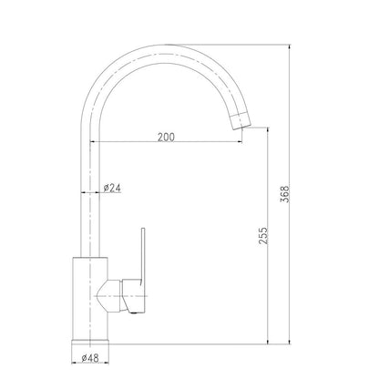 Grifo monomando de cocina caño alto negro mate serie miño