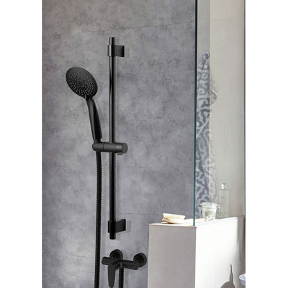 Barra de ducha con flexo y mango serie young line negro mate