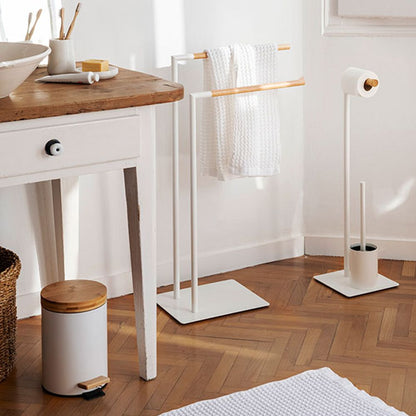 Papelera pedal blanca bambú 3 l