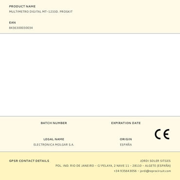 Multimetro digital mt-1233d. proskit