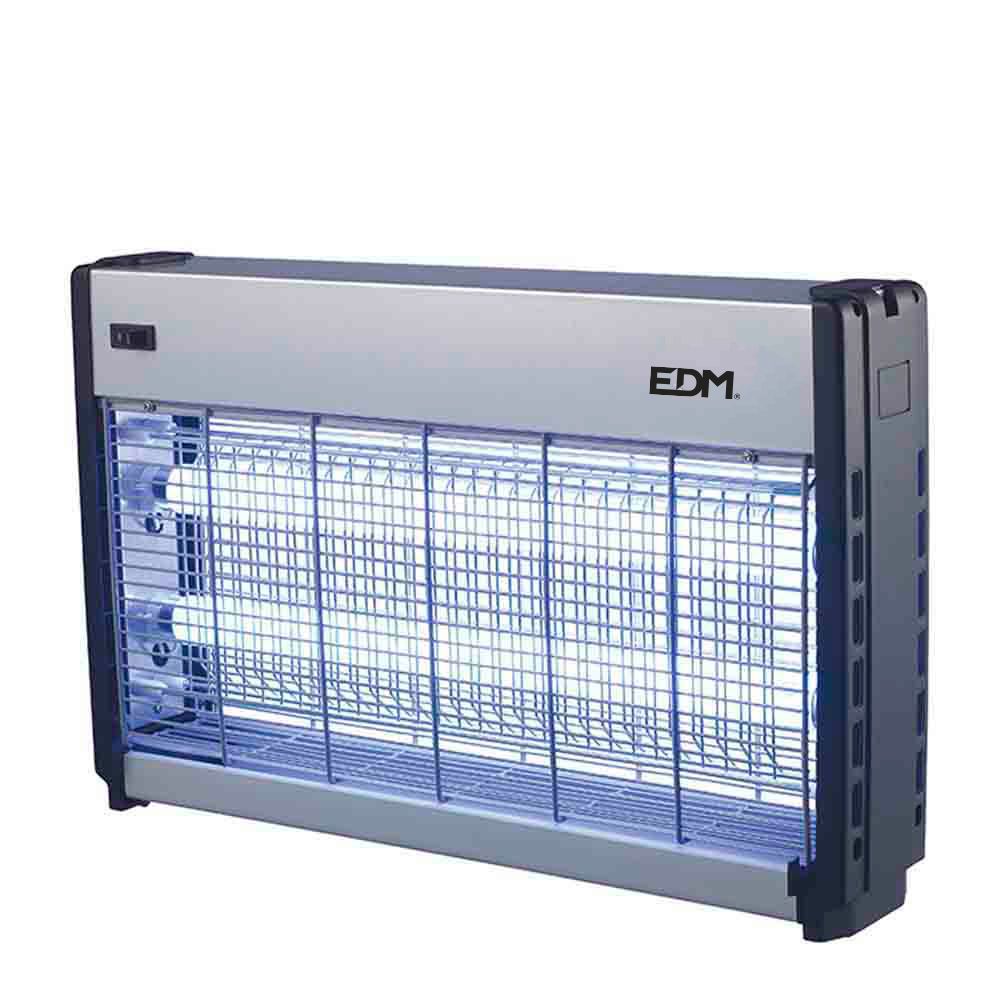 Mata insectos profesional eléctrico, cromo/negro, 2 x 15w - 100 m² - 48 x 9 x 30 cm