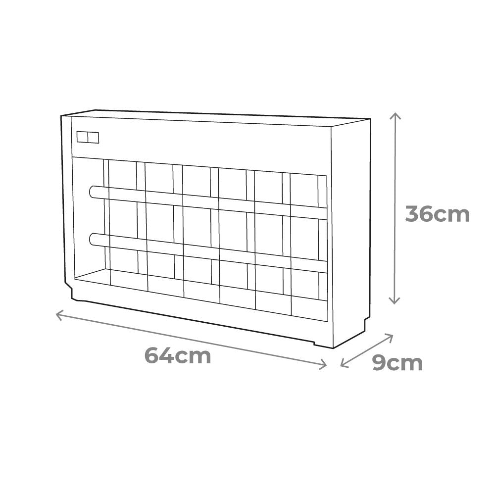 Mata insectos profesional eléctrico, cromo/negro, 2 x 20w - 150 m² - 63,5 x 9 x 36 cm