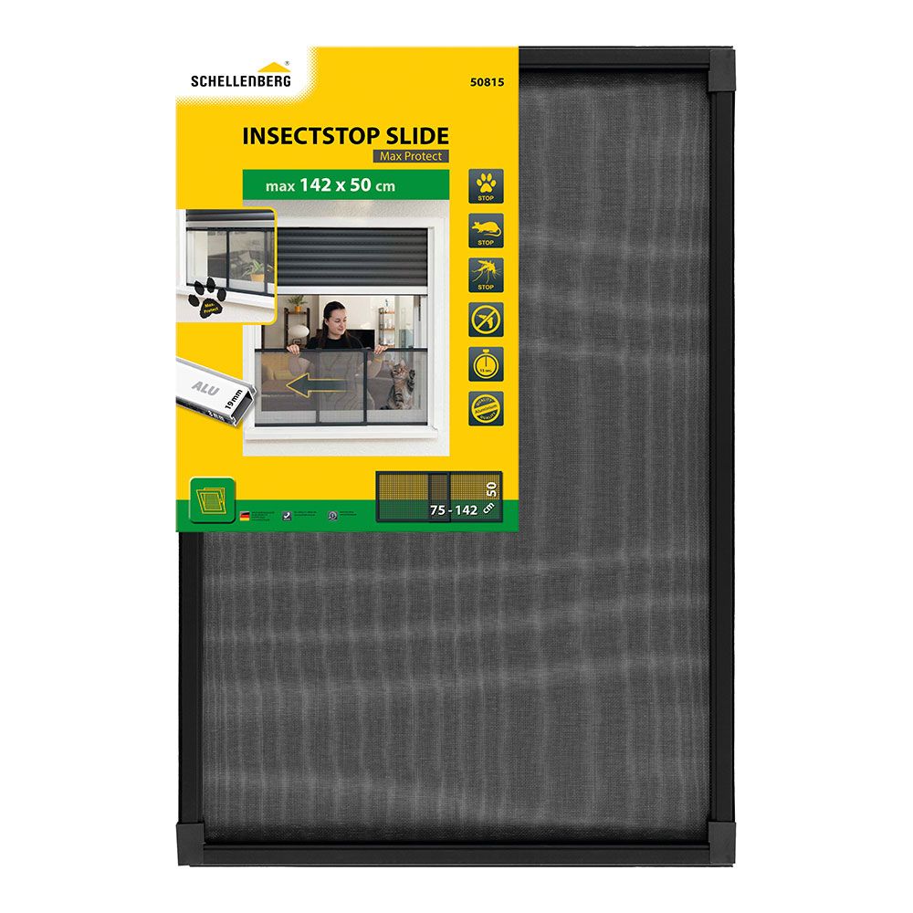 Mosquitera con marco extensible, malla aluminio, antracita, 75-142 x 50 cm