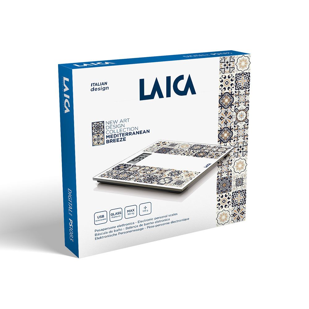 Báscula de baño electrónica con batería recargable cárga máxima 180 kg modelo estampado marrón