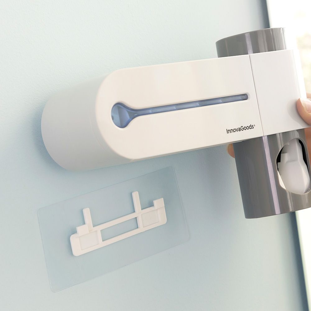 Esterilizador uv de cepillos dentales con soporte y dispensador de dentífrico