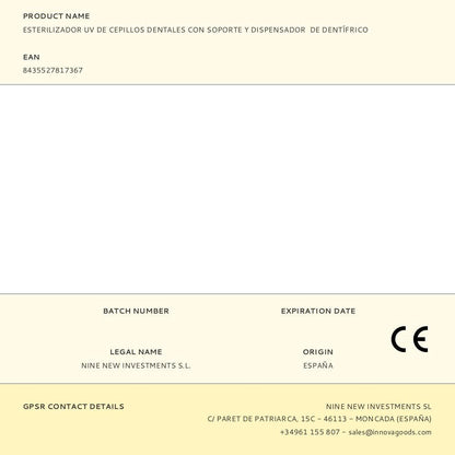 Esterilizador uv de cepillos dentales con soporte y dispensador de dentífrico