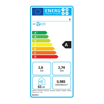 Aire acondicionado portátil 3 en 1, 9000 btu/h, 2250 frigorías