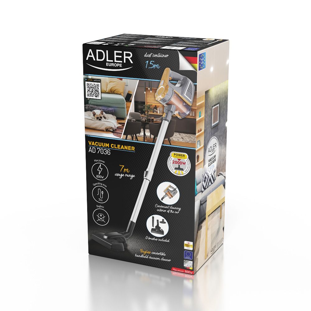 Aspiradora escoba ad 7036 con cable, sin bolsa, 800 w