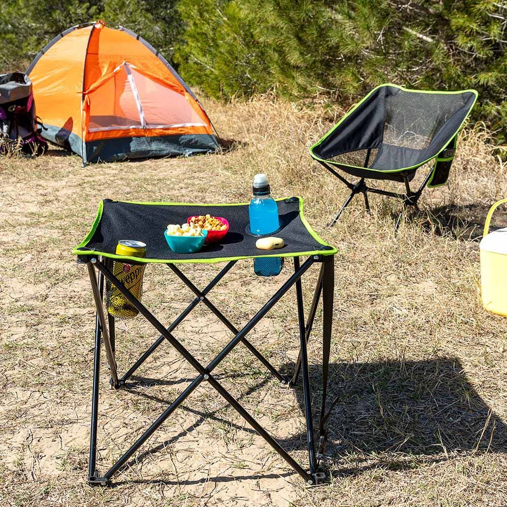 Mesa de camping plegable textil con funda cafolby