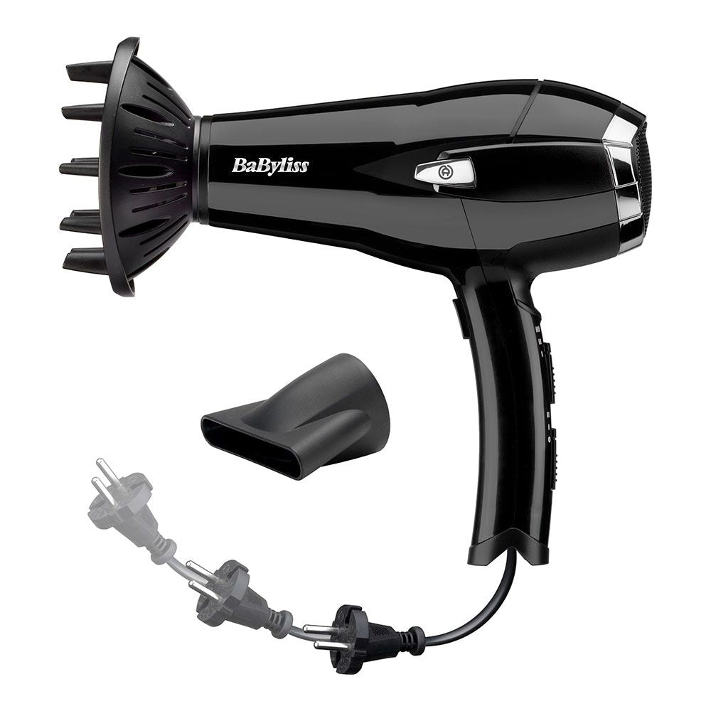 Secador de pelo negro con cable retráctil 2000 w