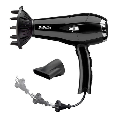 Secador de pelo negro con cable retráctil 2000 w