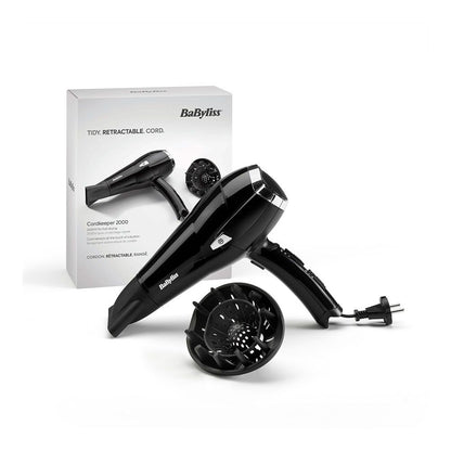 Secador de pelo negro con cable retráctil 2000 w