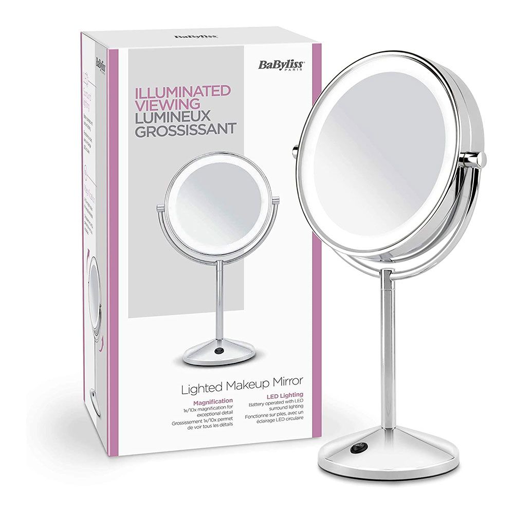 Espejo pie cromado led x10au