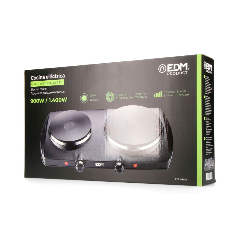 Cocina electrica 2 fuegos ce/a13 1400 w negra