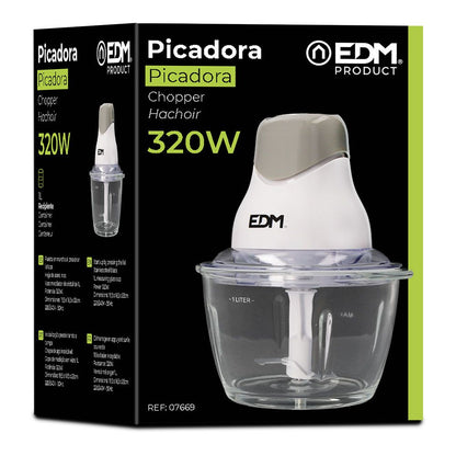 Picadora con recipiente de cristal 320 w