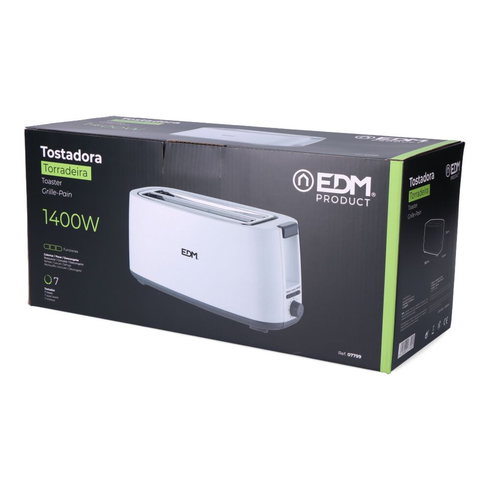 Tostadora doble ranura larga white design 1400 w