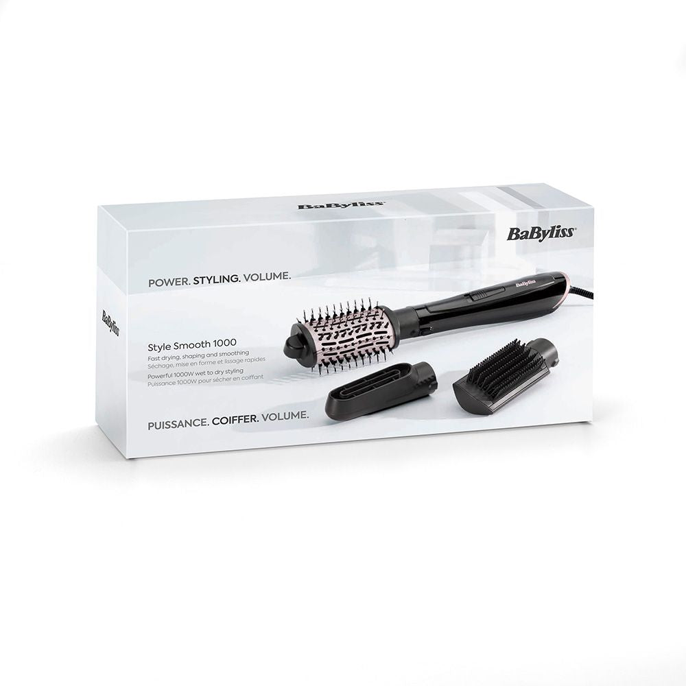 Cepillo de aire style smooth 1000 w iónico con 3 accesorios