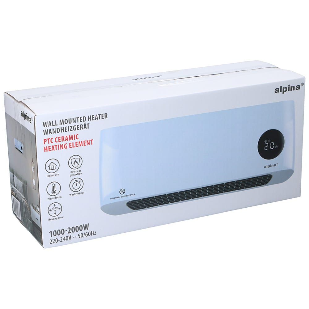 Calefactor de pared 1000/2000 w, blanco 42 x 10,5 x 17,5 cm