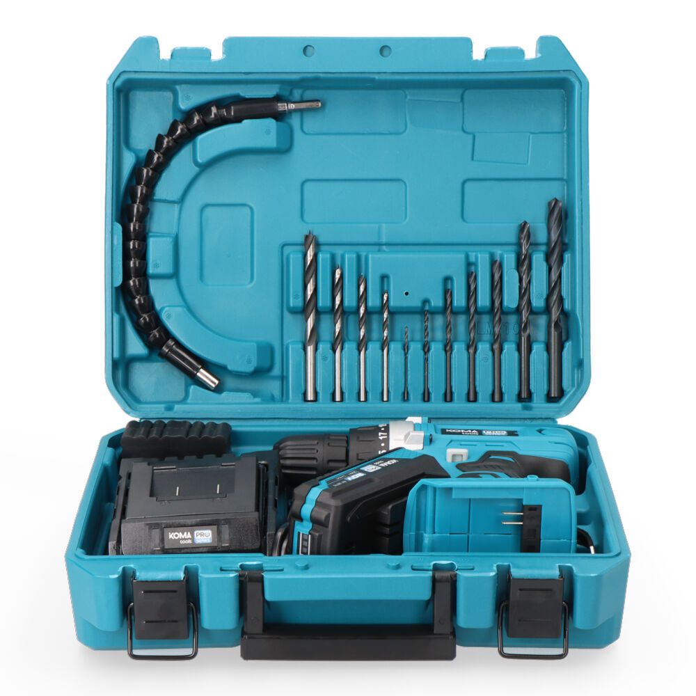 Kit taladro atornillador 20 v con 40 accesorios, batería 2.0ah y cargador